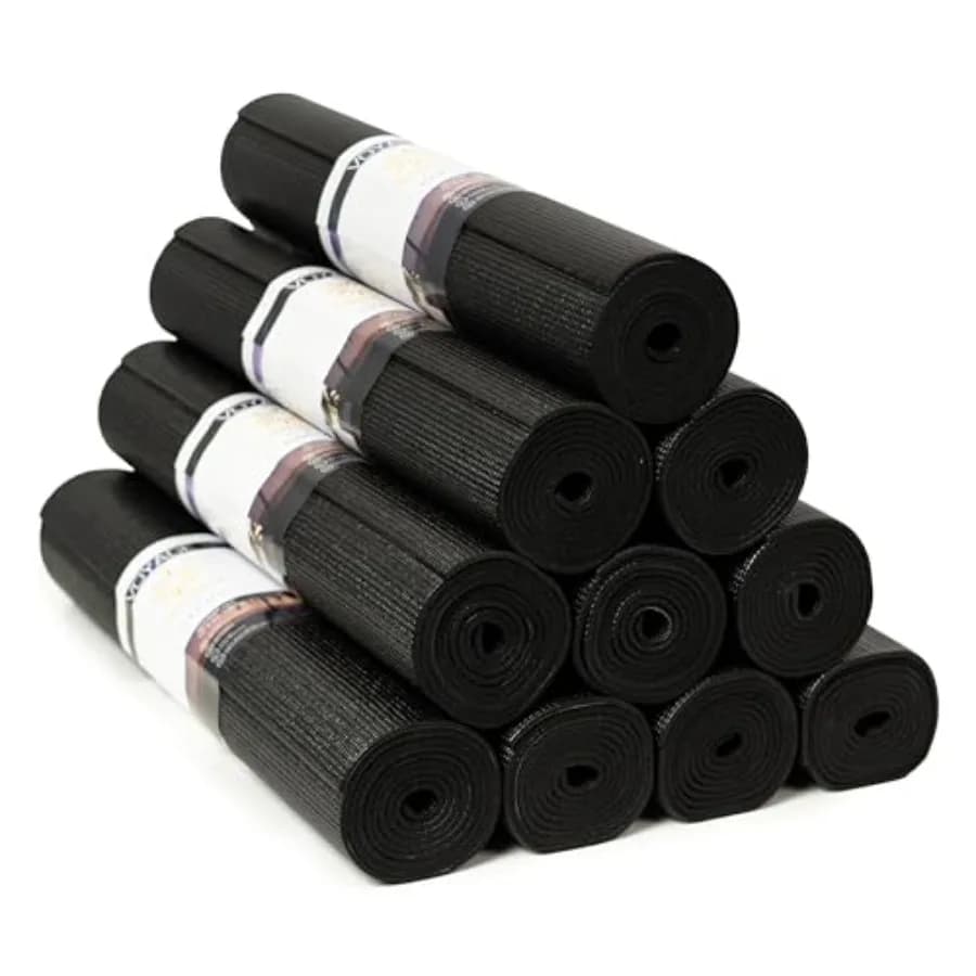 Tappetini Yoga Voyage, Confezione da 10, 72 x 24, Professionali per Studio e Palestra, Tappetini Yoga Spessi 5mm, Resistenti, Antistrappo, Antiscivolo, per Fitness ed Esercizio