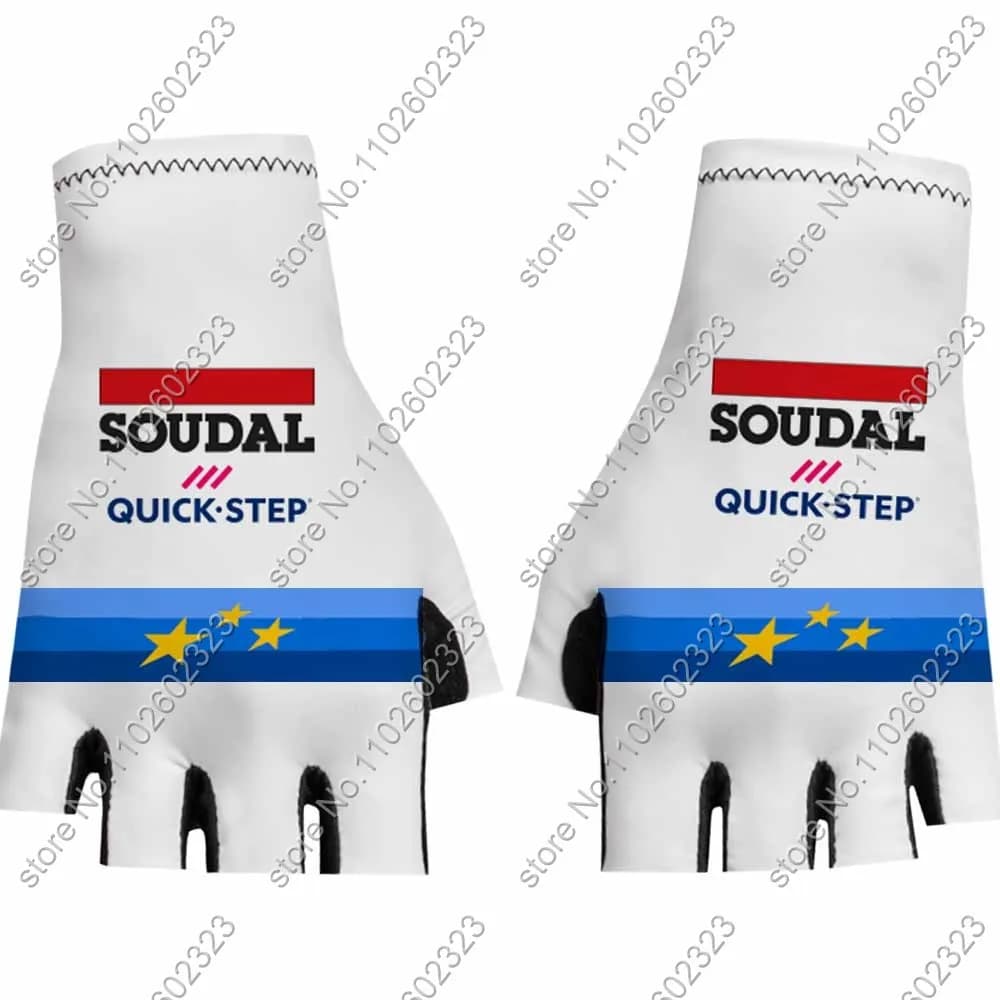 Guanti da ciclismo Soudal Quick Step bianchi Guanti mezze dita in gel per bicicletta europea della squadra 2025 Taglia una coppia Guante Ciclismo Gant