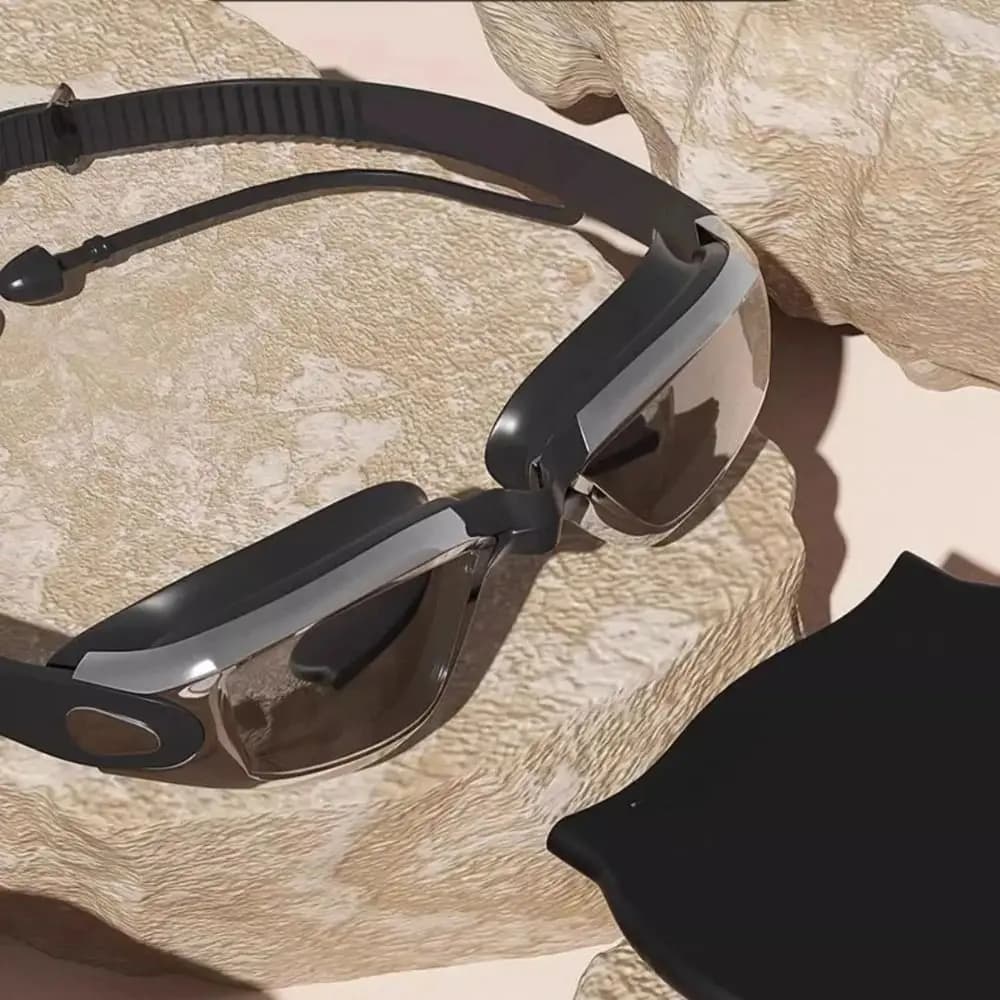 Occhialini da Nuoto Antiappannamento con Tappi per le Orecchie, Visione Ampia, Occhiali da Nuoto Impermeabili ed Elastici per Allenamento in Piscina