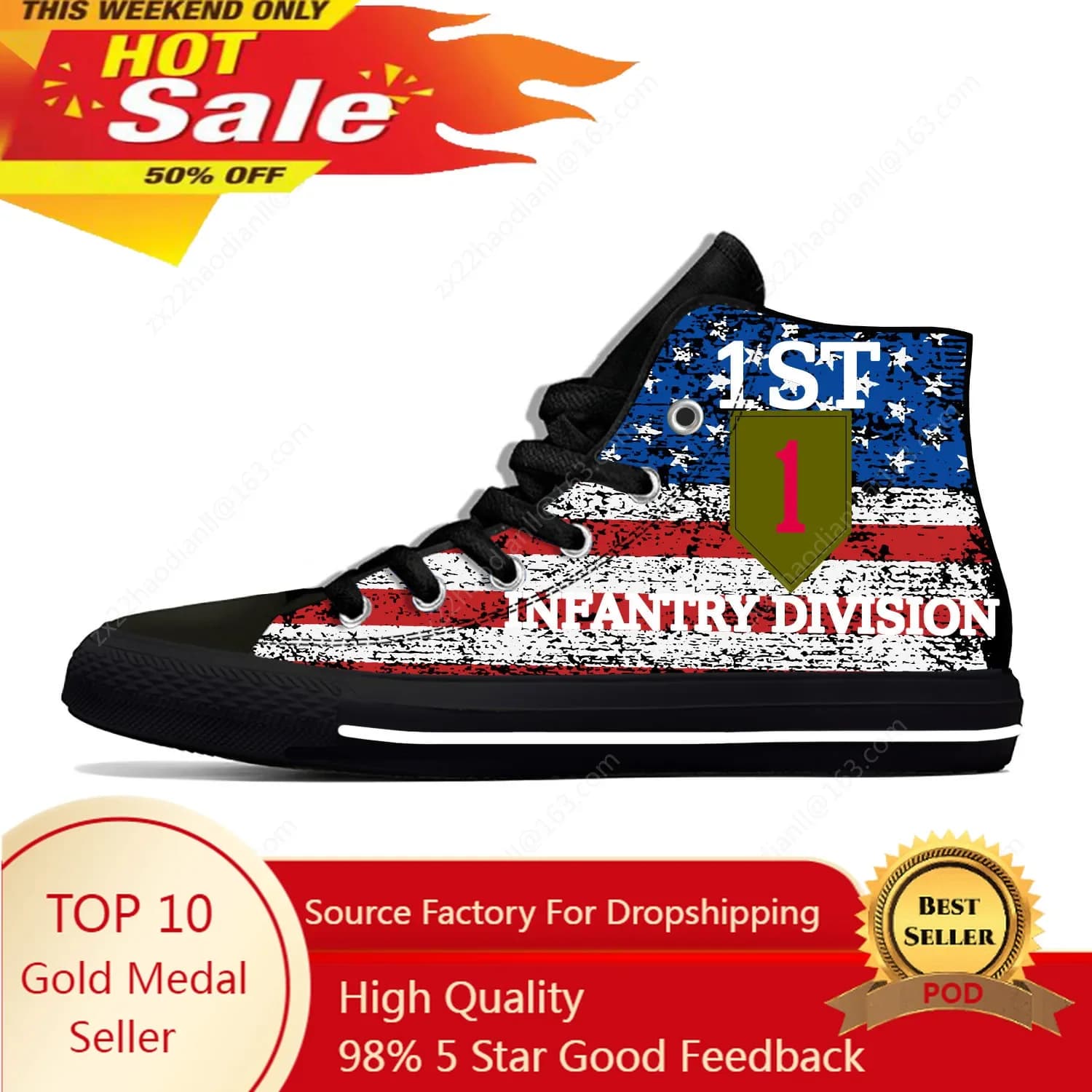 1ST Infantry Division Sneakers alte Uomo Donna Adolescente Scarpe casual Scarpe da corsa in tela Stampa 3D Scarpa leggera