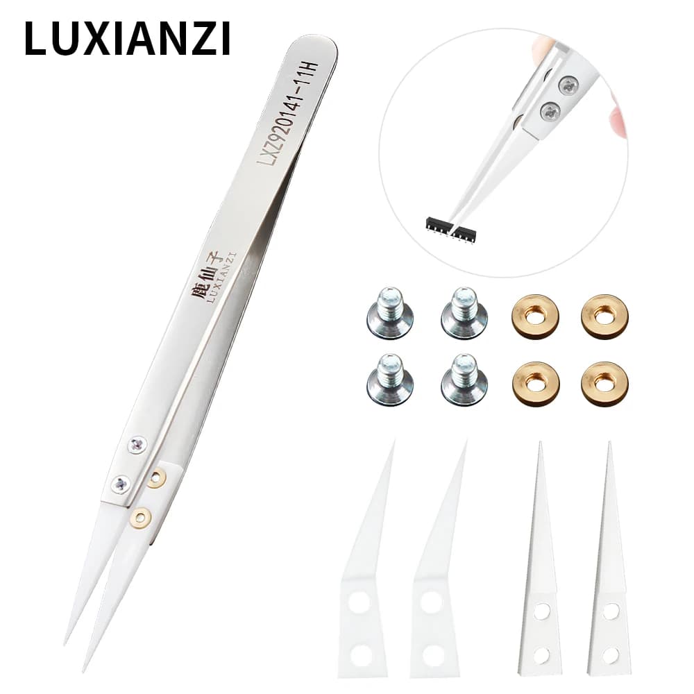 LUXIANZI Pinzette in ceramica Pinzas Precision Fingerprint Jump Line Clip 0.0008mm Fly Line Pinzette Strumenti di riparazione elettronica Pincet