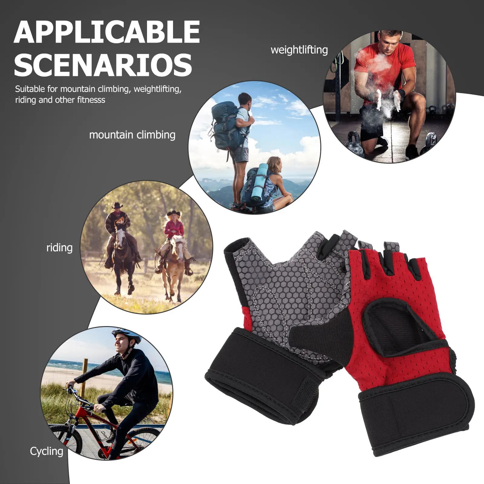 2 half fingers breathable gloves for sun protection, for outdoor sports, cycling, hiking, fishing, driving, fitness, unisex, anti-slip