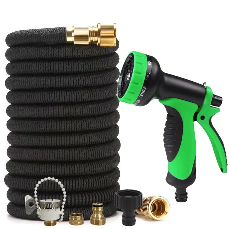 Expandable Garden Hose With 10 Modes Of Water Spray Gun, Durable Rubber Garden Hose, Household Water Hose, Watering Accessories