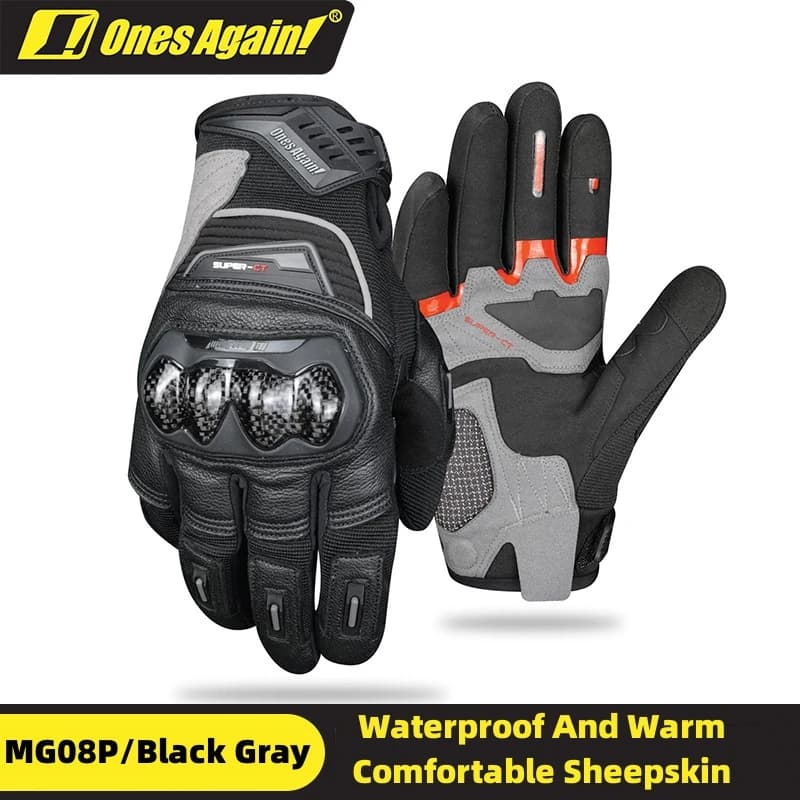 Ones Again! Winter Warm Motorcycle Gloves Goatskin Wear-resistant Touch Screen Men's and Women's Motocross Riding Racing Gloves
