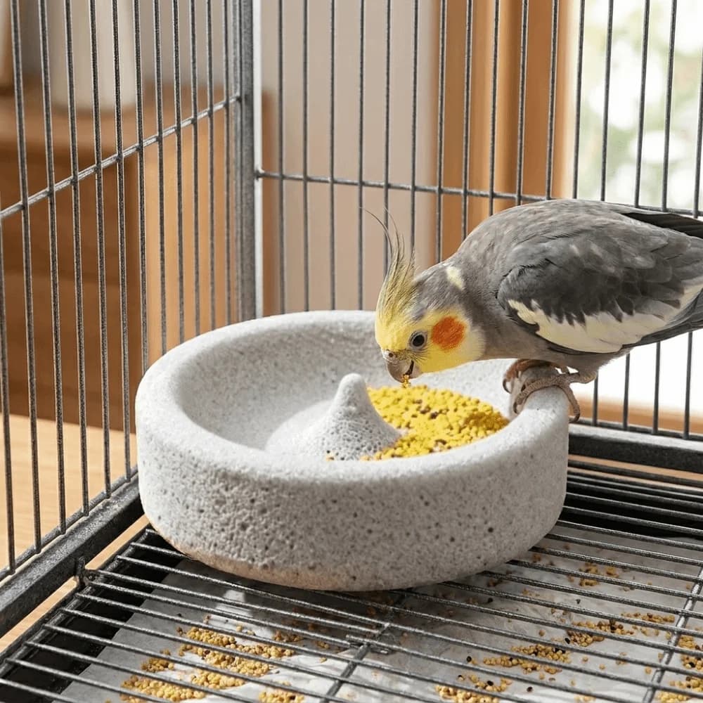 Anti-Spill Parrot Food Bowl Wear-resistant Multi-functional Parrot Paw Grinding Bowl Round Pet Water Bowl Cage Accessories