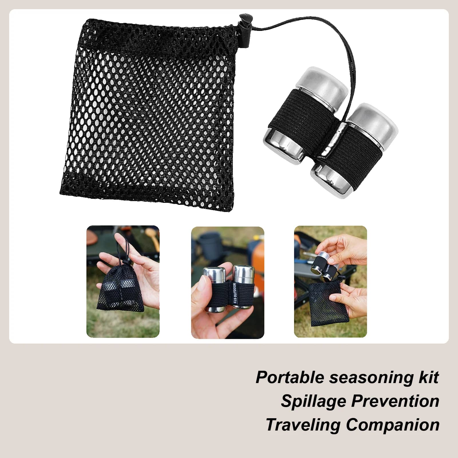 2 pezzi set di bottiglie di condimento da campeggio campeggio esterno caccia pesca picnic barbecue spezie shaker contenitore per condimenti