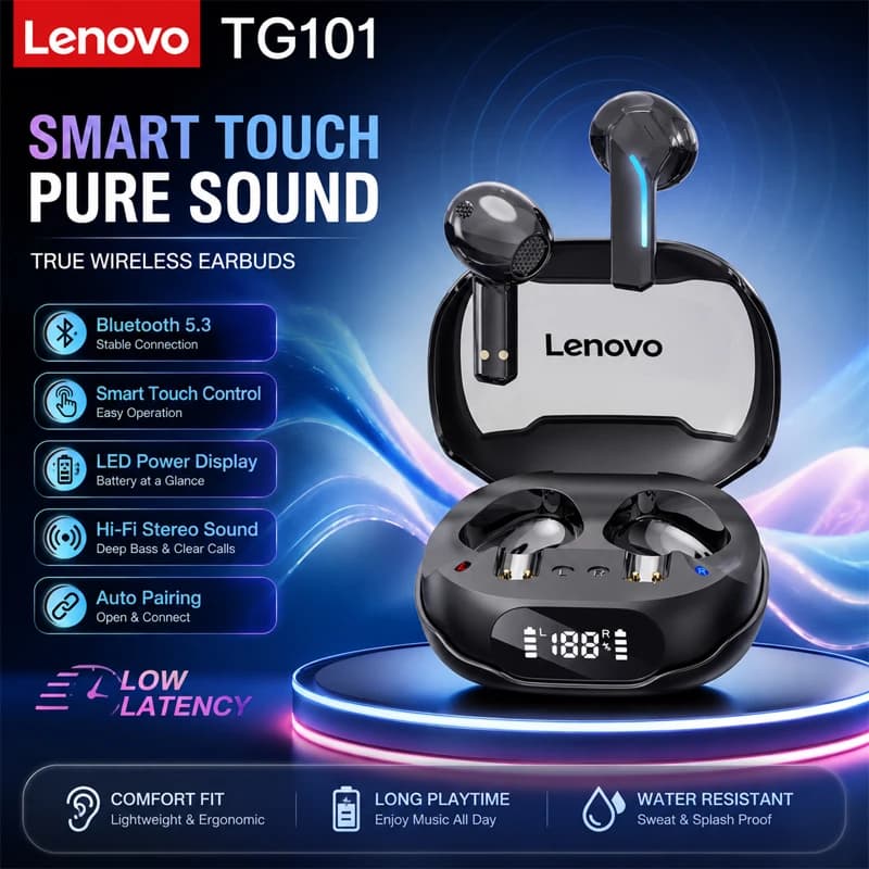 Choice Lenovo Gaming Headset Wireless Bluetooth 6.0 Earphones RGB Low Latency Waterproof Headphones Sports Headset GT101 2026New