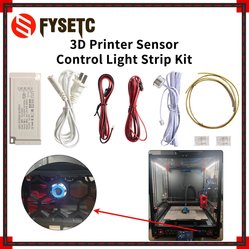 Sensore Touch FYSETC con Luce LED COB, Striscia Luminosa Regolabile al Tocco con Alimentatore 24V 36W per Voron 2.4 R2 Trident