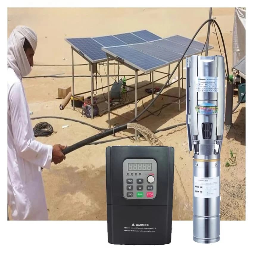 Vendita calda 6 pollici 2HP 1500W 110V in acciaio inossidabile DC ad energia solare sommergibile pompa per pozzi profondi pompa acqua di irrigazione con pannello solare
