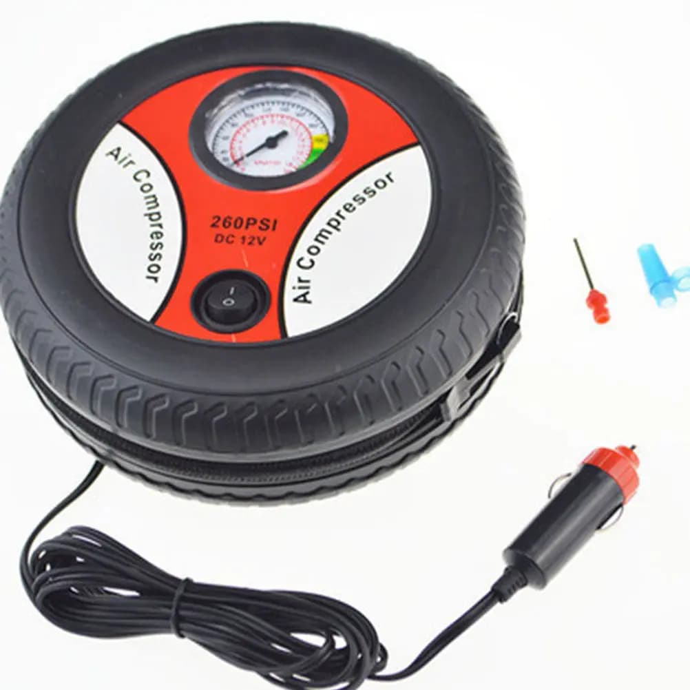 Compressore d'Aria Portatile 12V con Manometro Visibile, Gonfiatore Rapido per Bici e Moto