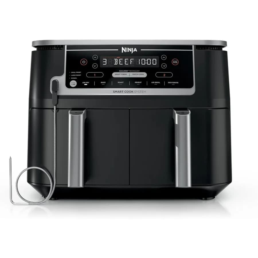 DZ550 Foodi Friggitrice ad aria DualZone Smart XL da 10 Quart 6in1 con 2 cestelli indipendenti e termometro da cucina intelligente per tempera precisa