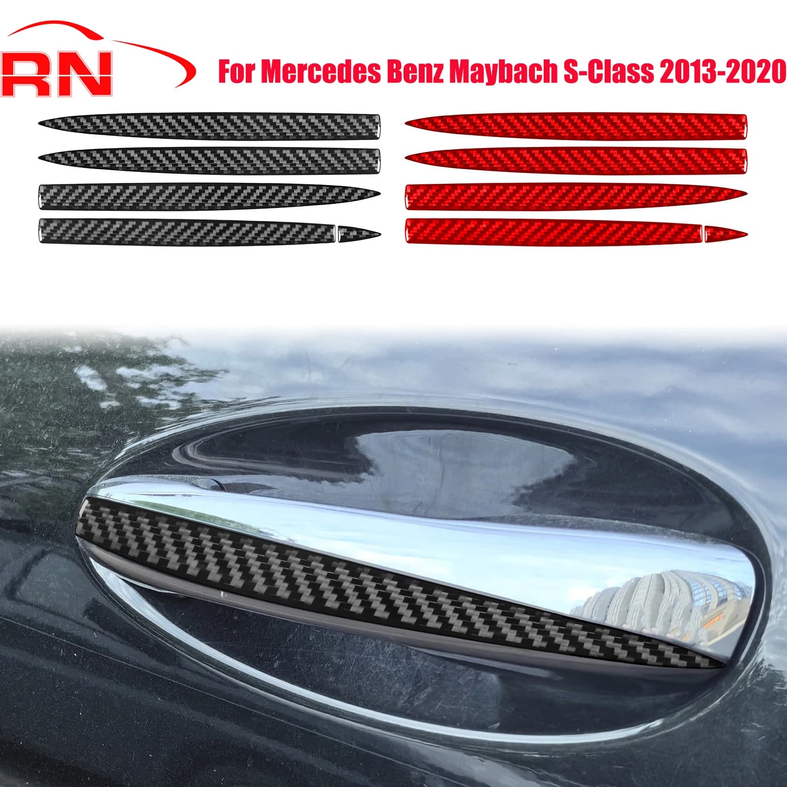 Per Mercedes Benz Maybach Classe S 2013-2020 Maniglie esterne per porte auto in fibra di carbonio modificata Finiture interne Accessori Adesivi