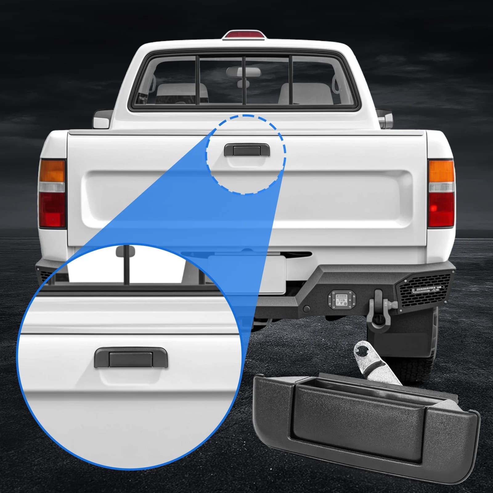 Auto Esterno Portellone Maniglia Argento/Nero per Toyota Hilux 1989 1990 1991 1992 1993 1994 1995 6909089101 6909089102