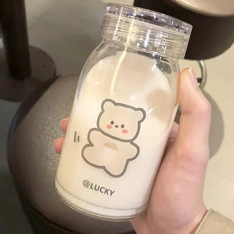 Small Glass Shaking Cup for Coffee Milkshake Protein Powder Mixing 300ml 400ml Style Japanese Design Student Friendly