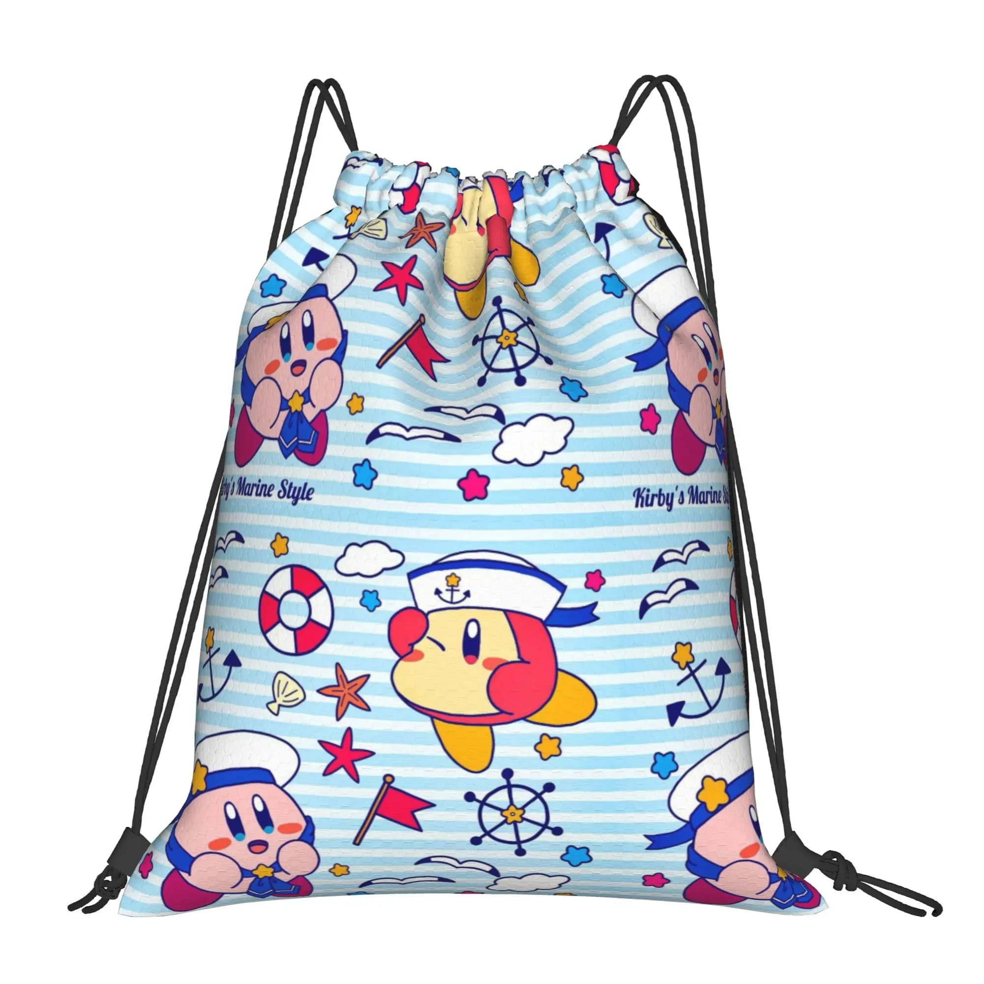 Custom Kirbys Cartoon Game Drawstring Bags Men Women Lightweight Sports Gym Storage Backpack
