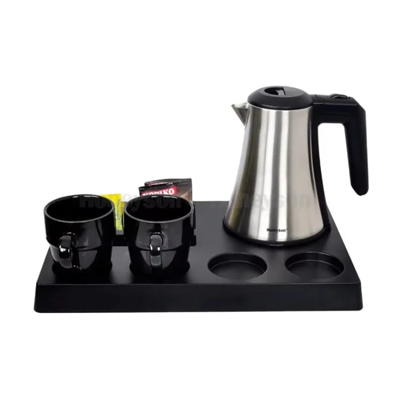 Best Sale Hotel Rooms Luxury Appliances One-Stop Solution Stainless Steel Electric Kettle Welcome Tray Set