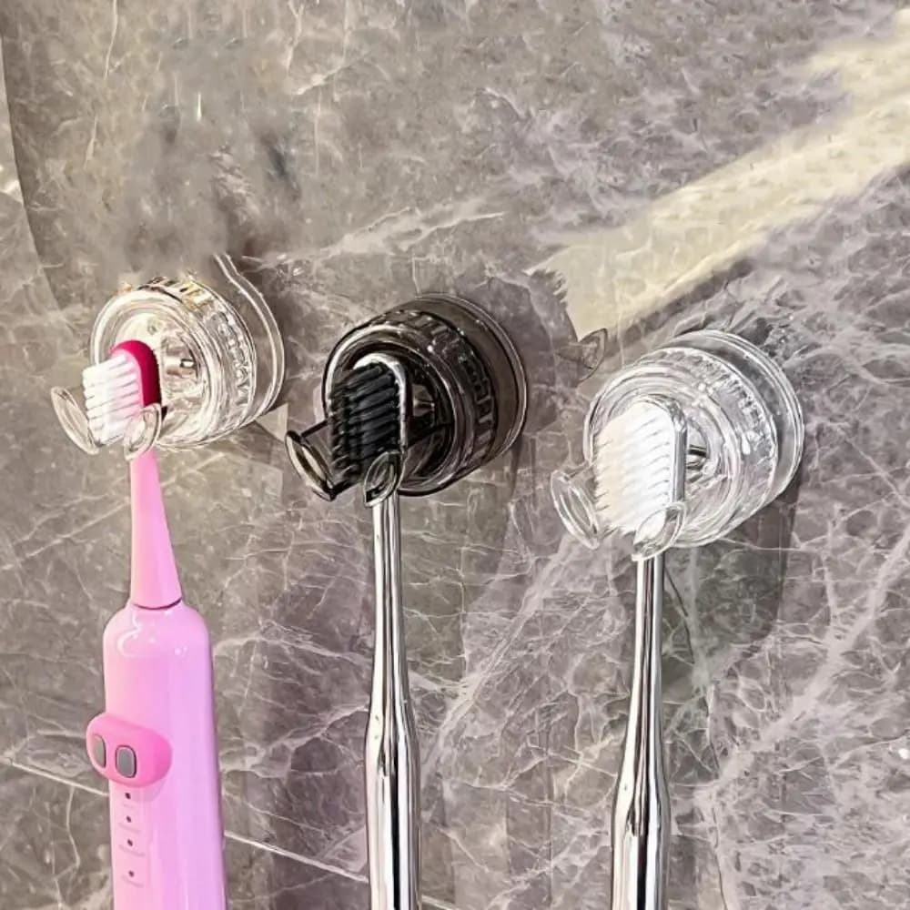 Plastic Electric Toothbrush holder with Suction cup, Without Holes, Removable, Reusable Brush Hook, Wall Hooks