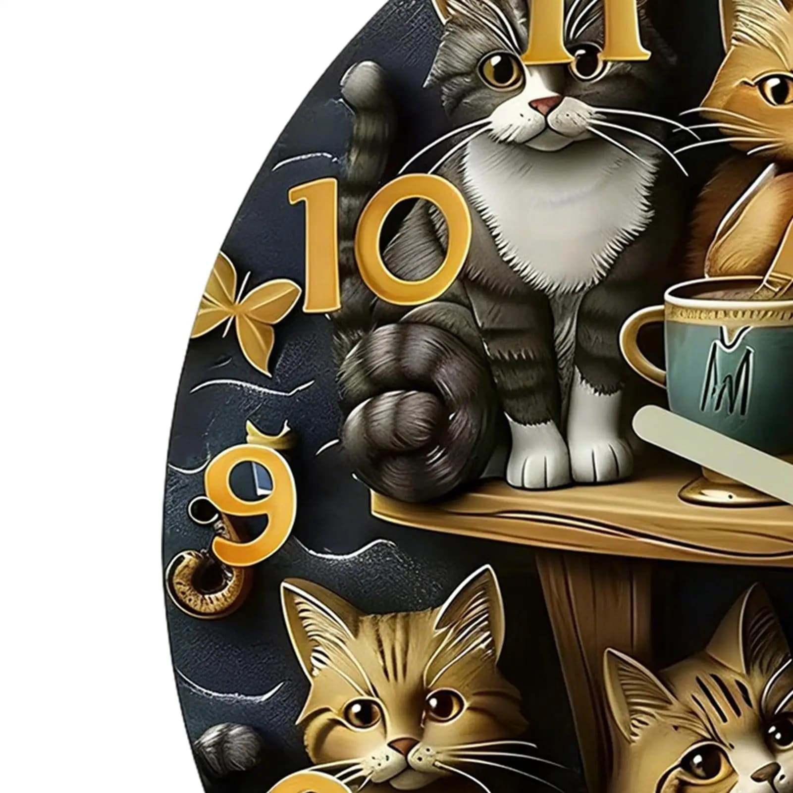 Orologio da Parete a Forma di Gatto, 12 Pollici, in Legno, con Sveglia, per Casa, Soggiorno, Cucina, Ufficio, Bagno, Comodino, da Viaggio