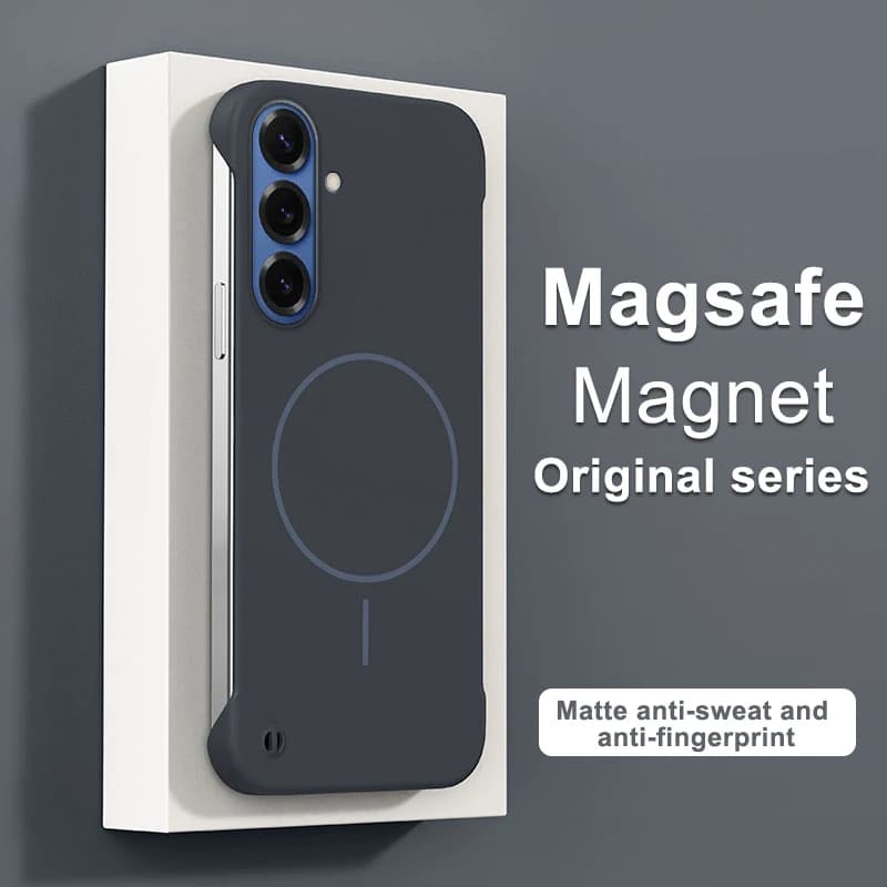 Custodia Magnetica Senza Cornice per Samsung Galaxy S26 S25 Edge S24 FE S23 S22 Plus Note 20 Ultra, Cover Posteriore Rigida in PC Compatibile con MagSafe