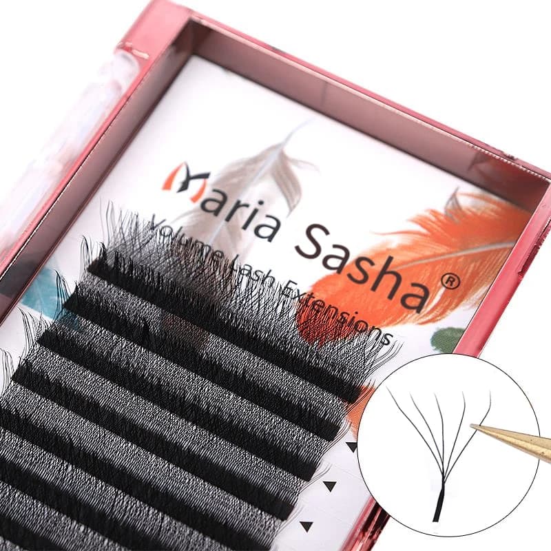 5D W Easy Fan fake eyelashes for extension eyelashes, wholesale, pre-assembled volume, 12 rows, W style, natural, soft, with custom logo