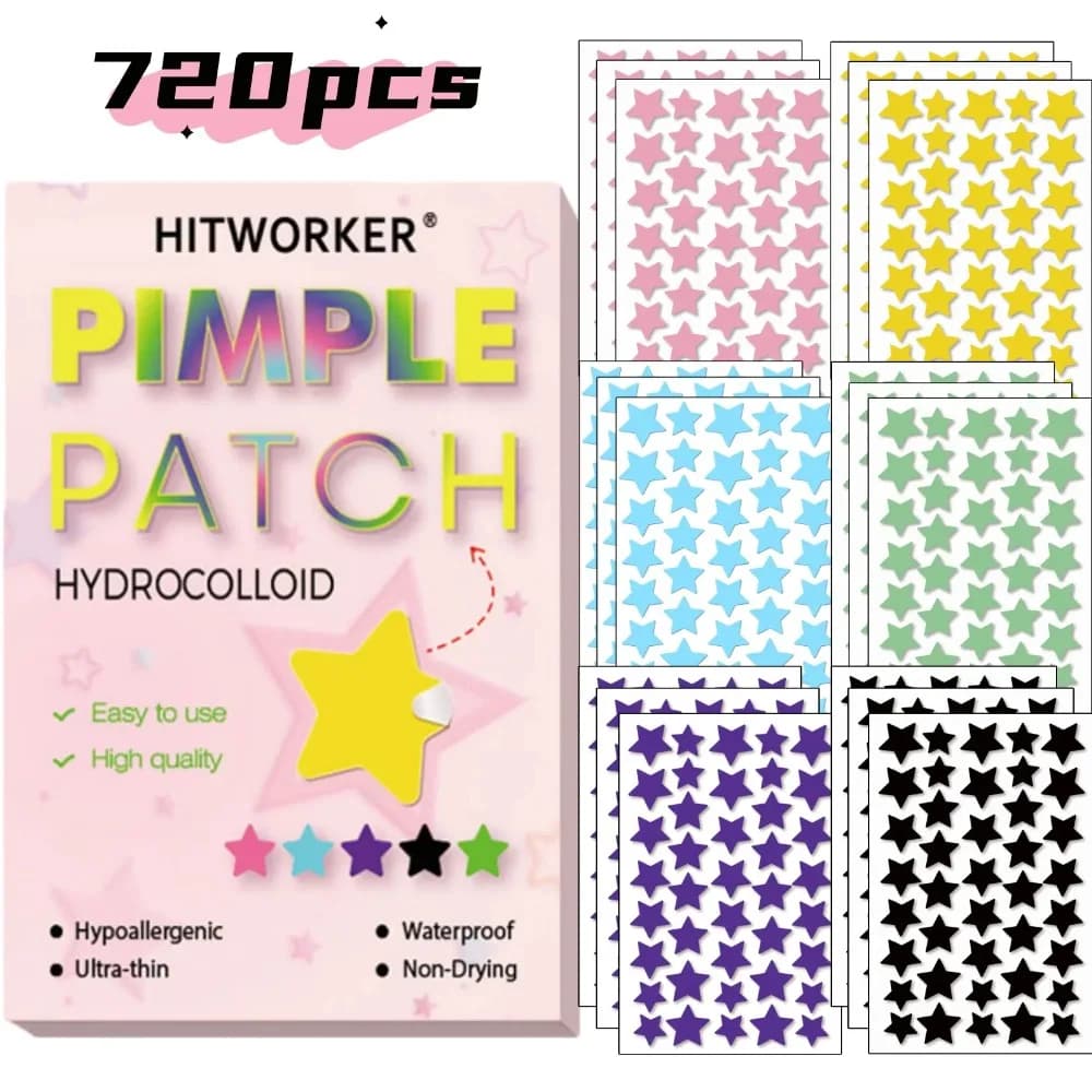 720pcs Pimple Patch, Star Shape Pimple Patch, Day & Night Blemish Covering Patches - Invisible Pimple Patches for All Skin Types
