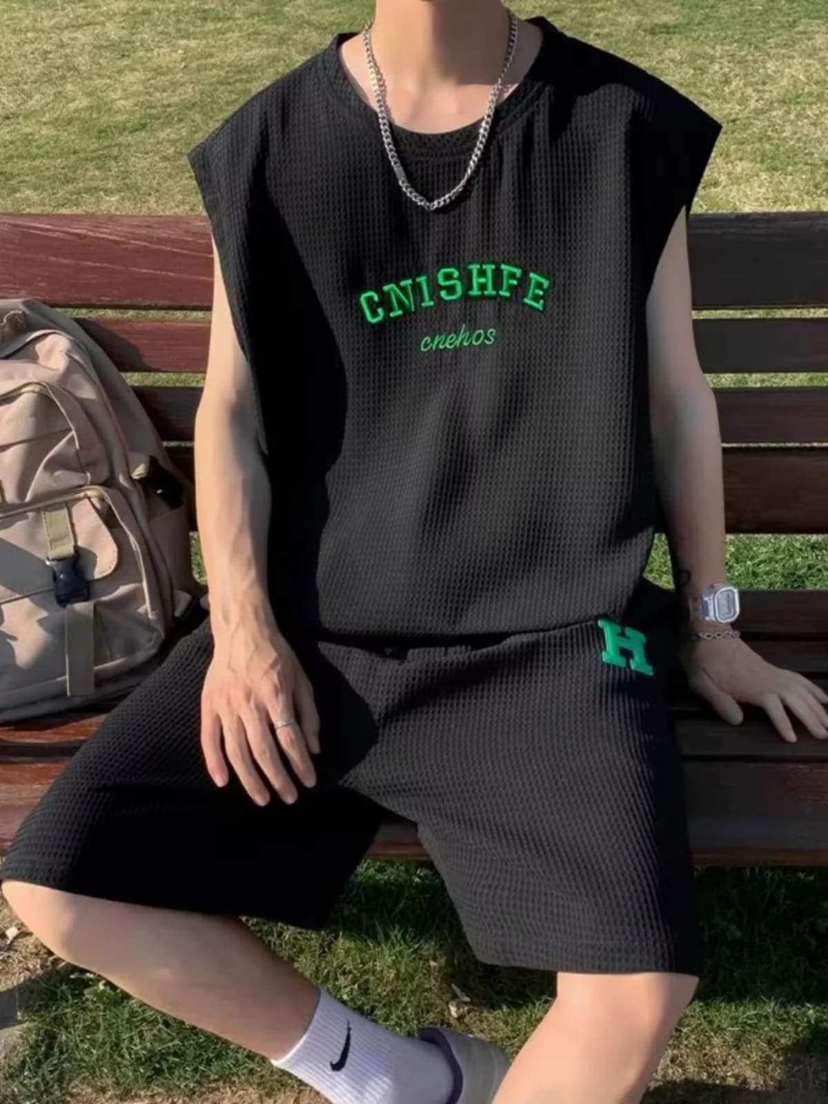 Summer Thin Short Sleeve T-Shirt And Vest Basketball Sportswear Set for Men Cool Feeling Print Casual Loose Fit Fashionable