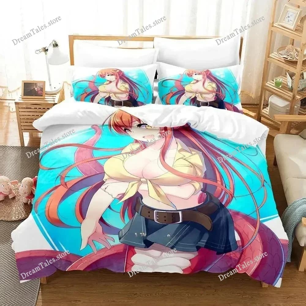 Set di Biancheria da Letto Monster Musume, Misure Singolo, Matrimoniale, Queen, King, Set Copripiumino per Adulti e Bambini, Set Lenzuola 3D Anime