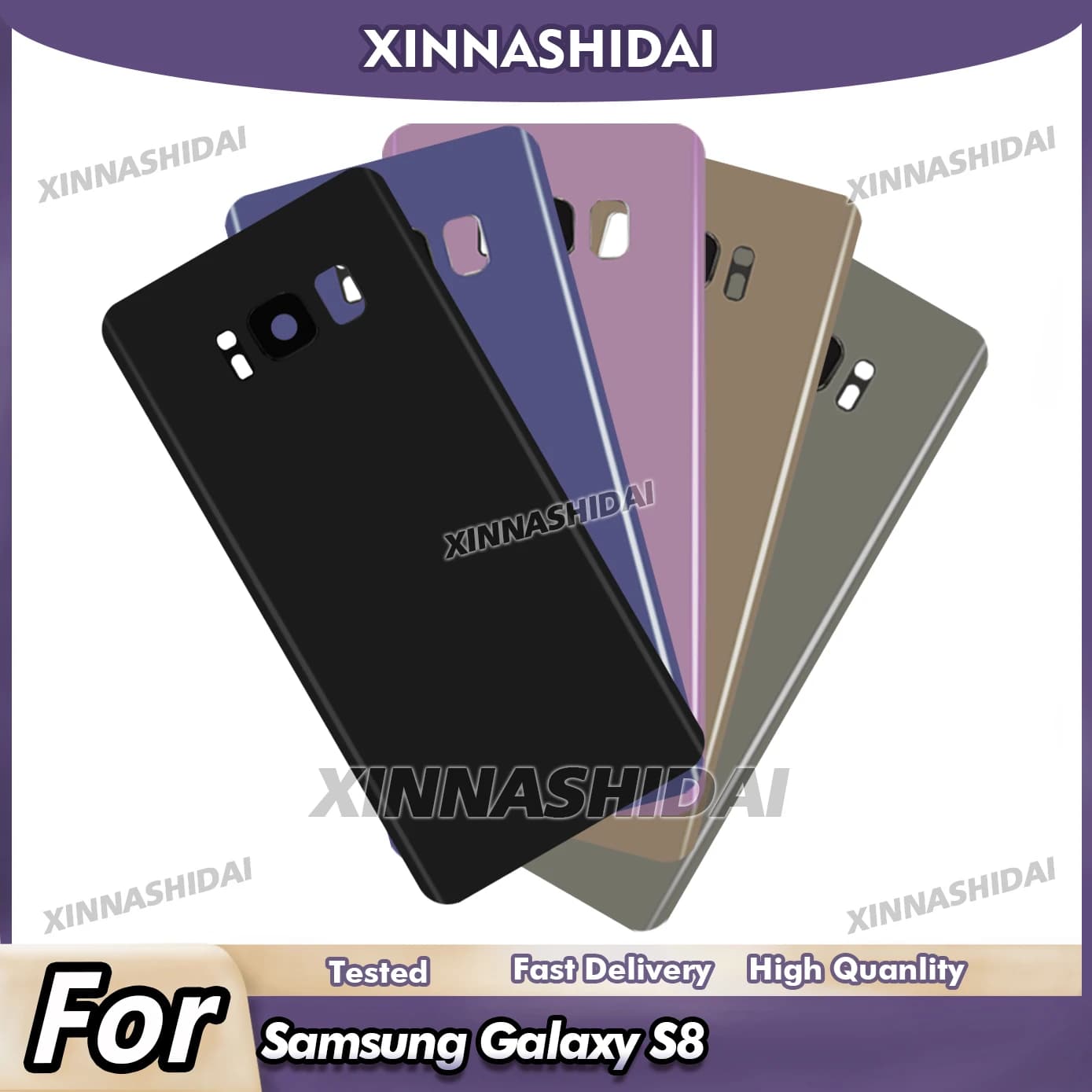 Battery Back Cover for Samsung Galaxy S8 Battery Cover Housing Cover Replace Door Rear Case + Camera Lens Battery Door