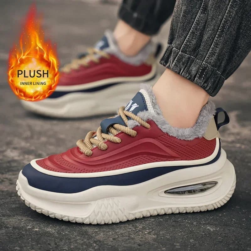 Men's Snow Shoes Trainer Men Sports Shoes Running Shoes Fashionable Thick Soled Men's Fleece Warm Sneakers Trendy Comfortable