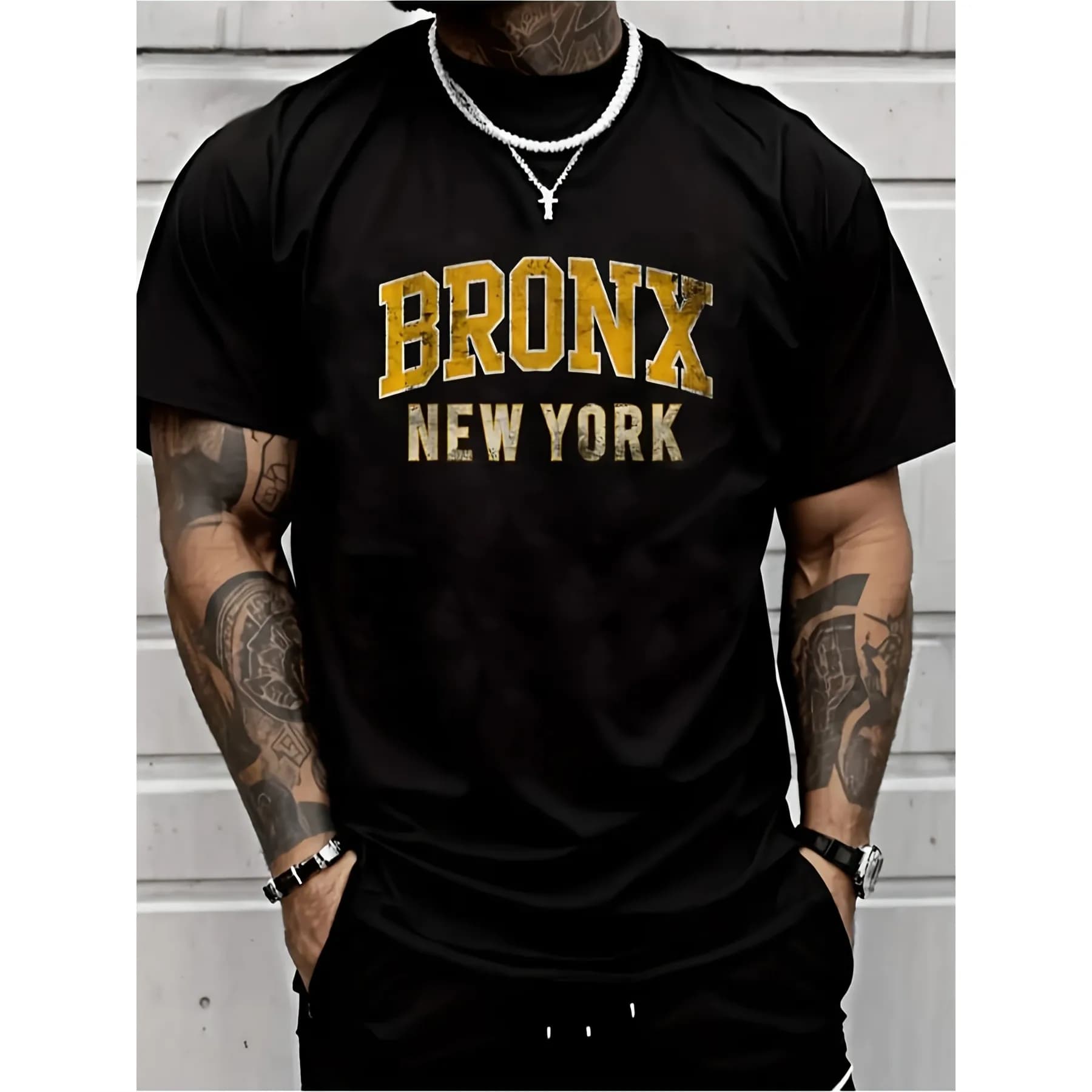 Bronx New York Graphic T-Shirt Premium Cotton Casual Round Neck Tee Trendy Streetwear Stylish Print Top for Men