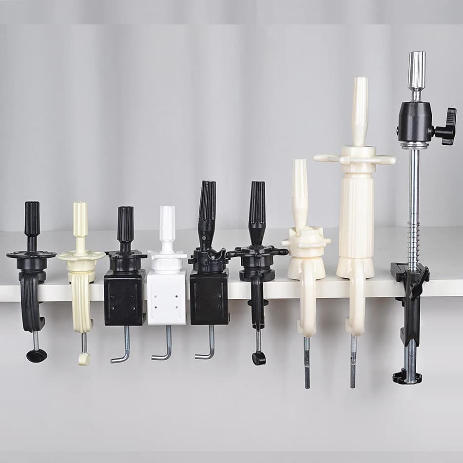 Supporto per testa per parrucca Morsetto da tavolo Manichino da allenamento Supporto per testa per parrucca Strumenti per accessori per capelli in materiale plastico regolabile