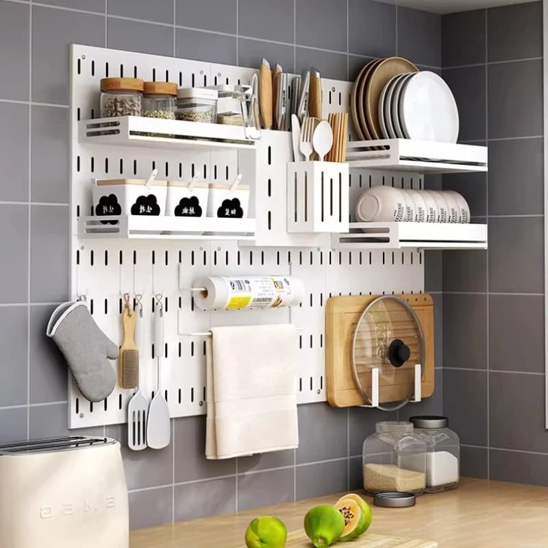 Forniture uniche da cucina in acciaio inossidabile Scaffale da parete per riporre stoviglie Set di scaffali per stoviglie per spezie