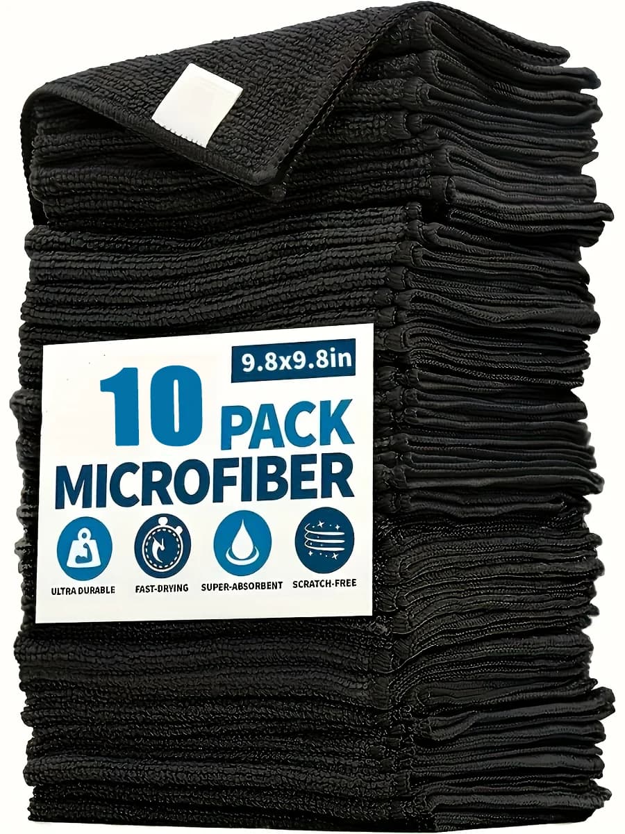 Set of 10 Multipurpose Microfiber Benches, 25x25 cm, Super Absorbent and Rapid Drying, Washable in Washing Machine, Ideal for Domestic Cleaning