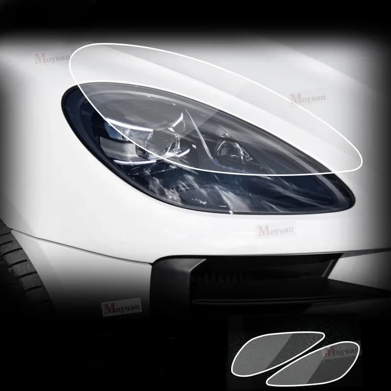 2 Pcs Auto Faro Pellicola Protettiva Faro Restauro Trasparente Nero TPU Adesivo Per Porsche Macan 2018-2023 Accessori