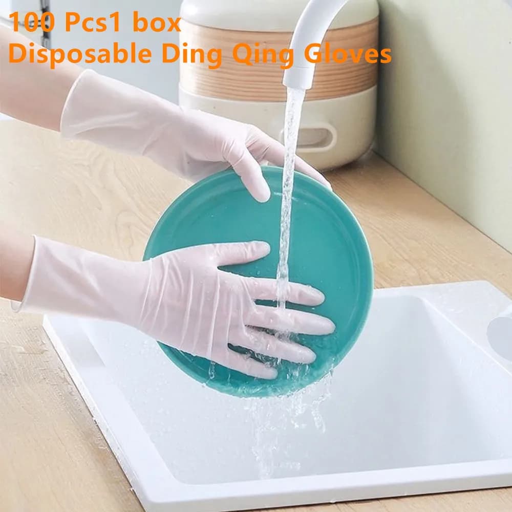 100 pz Guanti monouso in nitrile bianco Lattice senza polvere Per uso domestico Impermeabile Durevole Cucina Lavoro Strumento di pulizia Guanti per tinture per capelli