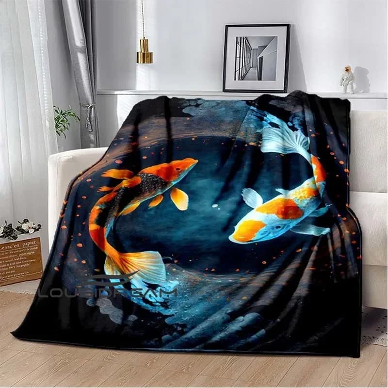 3D Underwater World Fish Fleece coperta Sofa Sheet flanella Warm and Soft Travel Thin