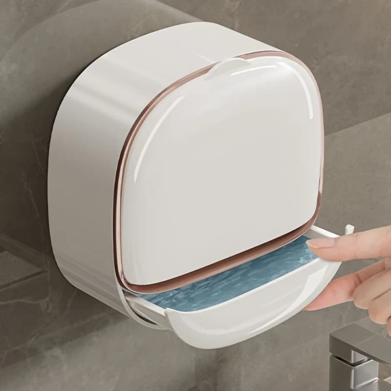 Portasapone da parete con coperchio, portasapone con drenaggio non forato, semplice portasapone per il bagno di casa, accessori per il bagno