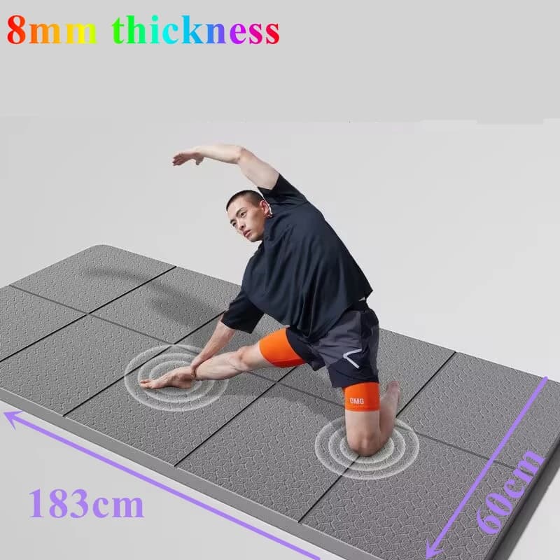 Piega 183x60x0.8 cm Tappetino per esercizi ecologico Tappetino per yoga pieghevole bifacciale antiscivolo Fitness da viaggio per pilates e allenamenti sul pavimento