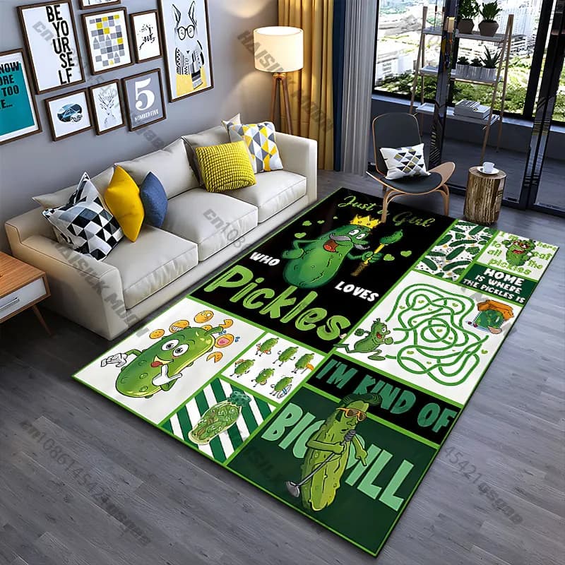Tappeto divertente e giocoso a tema 'Love for Pickles' per yoga, soggiorno, decorazione d'interni, tappetino per gattonare per bambini, zerbino, tappeto decorativo, tappetino da gioco