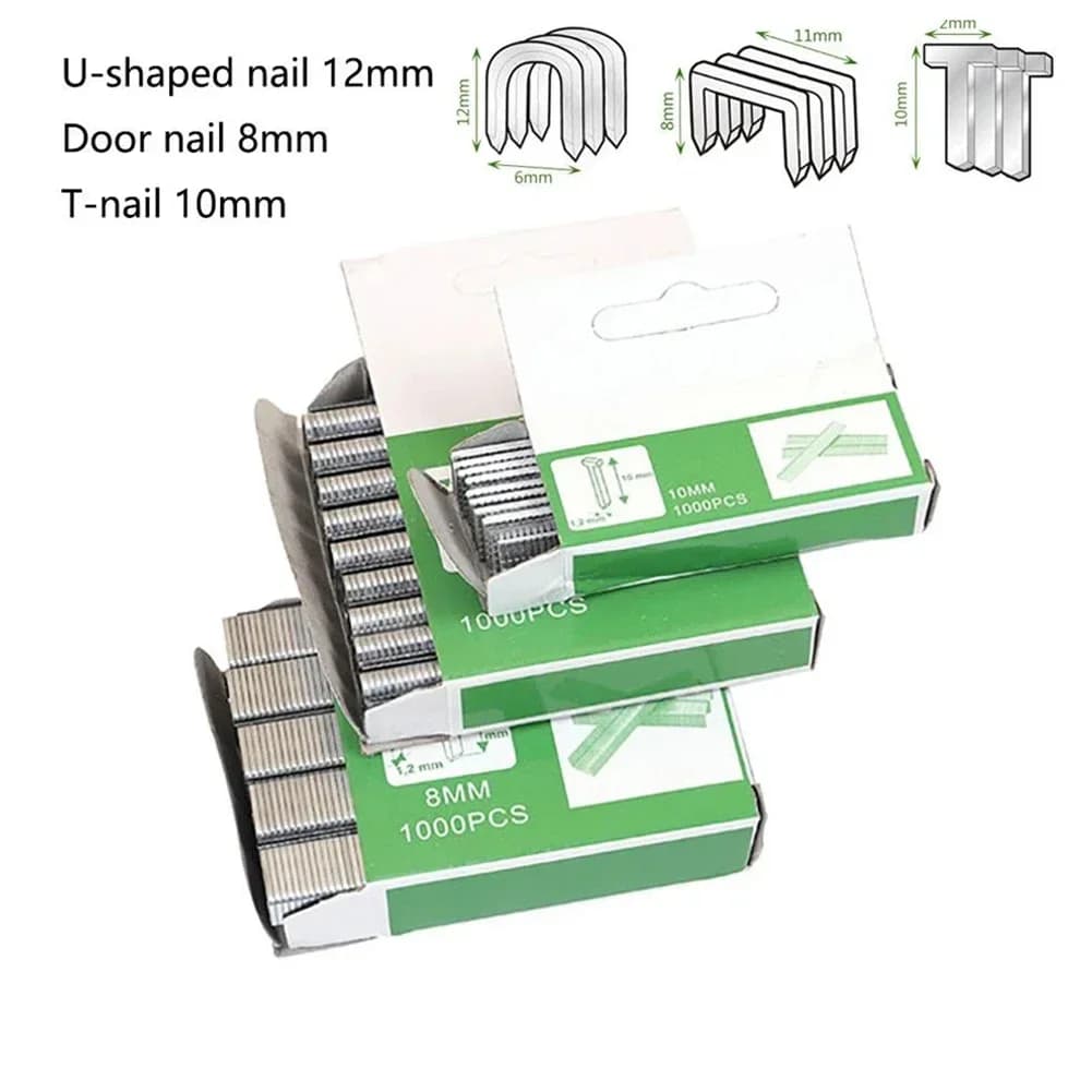3000/1000 pezzi graffette chiodi U/porta/t a forma di chiodo cucitrice 12/8/10mm graffette chiodi per la decorazione di interni lavorazione del legno