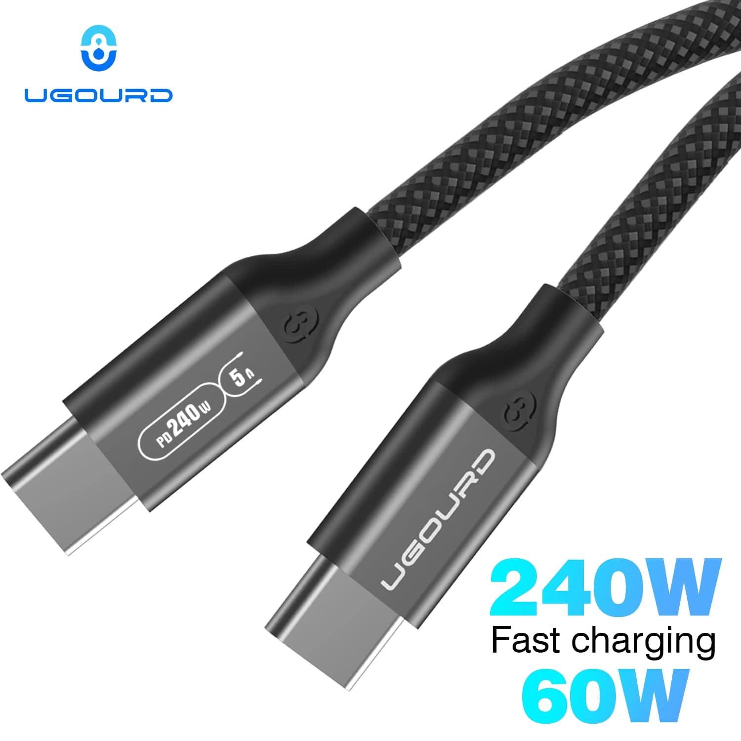 UGOURD PD 240W USB C Cavo di ricarica super veloce 5A Tipo C a USB Tipo C Cavo da 60W per MacBook iPad Huawei Quick Charge 4.0