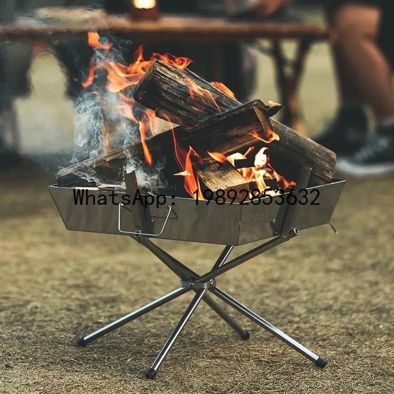 Inceneritore portatile da campeggio H5.18 in acciaio inox ultraleggero, pieghevole, per barbecue, stufa a legna.