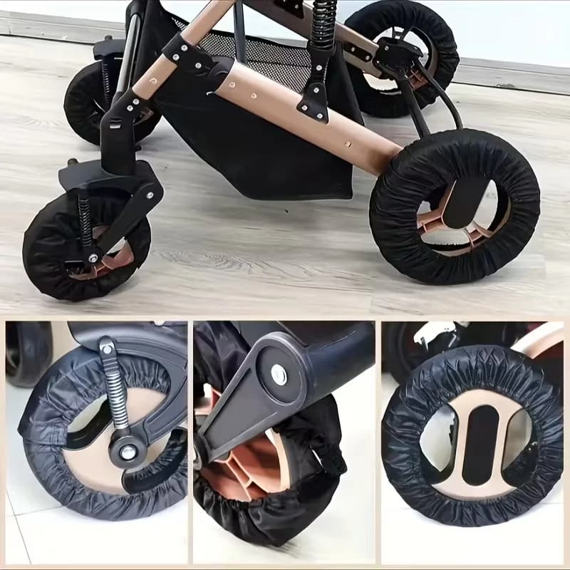 Copriruota per passeggino da 4 pezzi: ruote per passeggino resistenti, antipolvere e facili da pulire con impugnatura antiscivolo, compatibili con tutti i passeggini