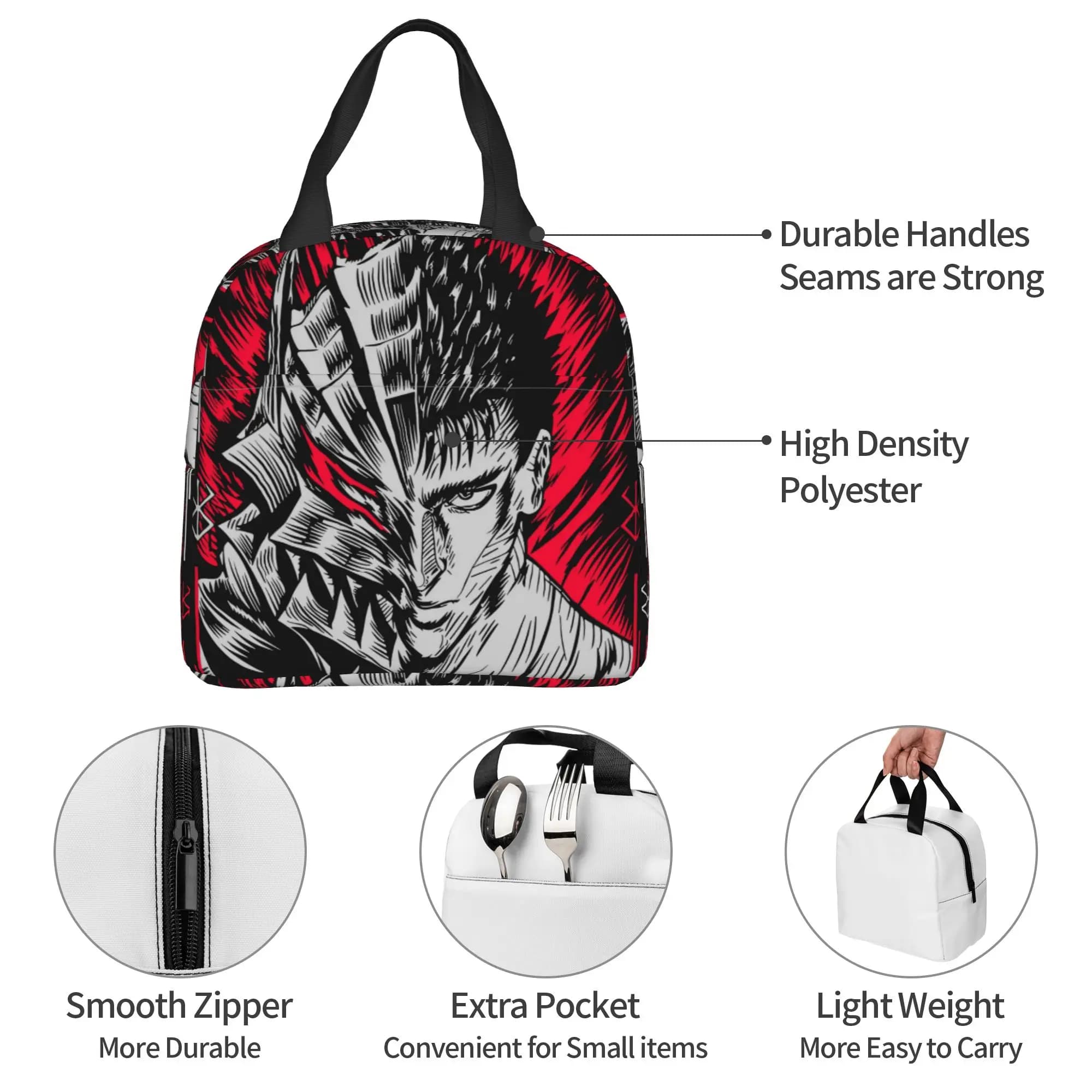 B-Berserks Thermal Insulated Lunch Bag Brand Warriors Imprinted Warrior Comic Portable Lunch Container Camping Travel Food Box