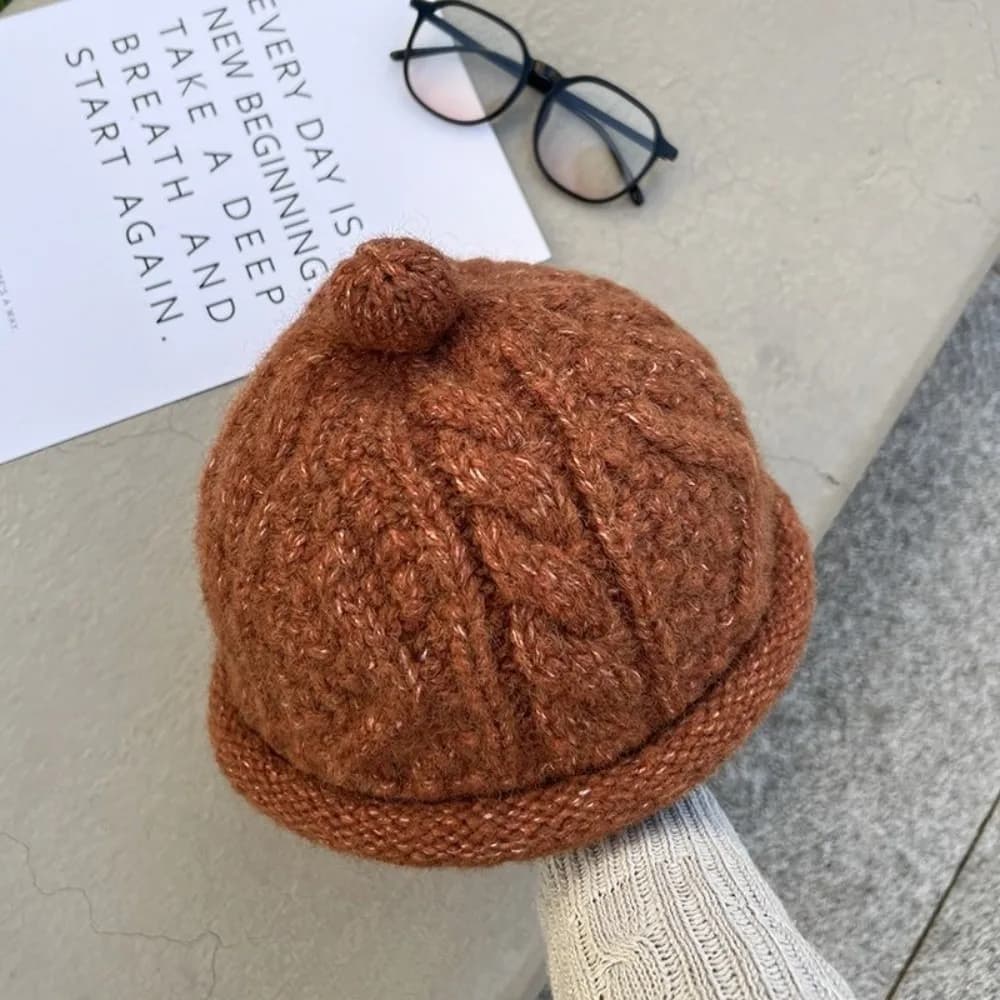 Fashion Autumn Winter Beanie Hat Warm Solid Color Bucket Hat Thickened Windproof Knitted Hat for Women