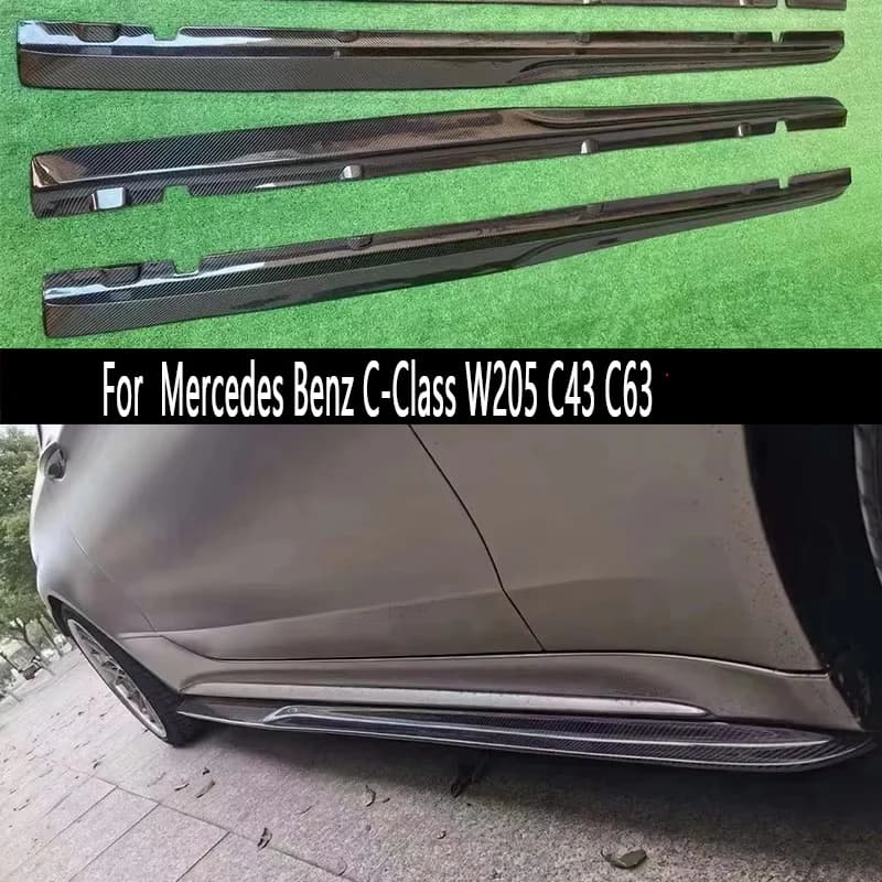 For Mercedes Benz C-Class W205 C43 C63 Carbon Fiber Side Skirt Side bumper Splitters Side skirts Cupwings Apron Side panel