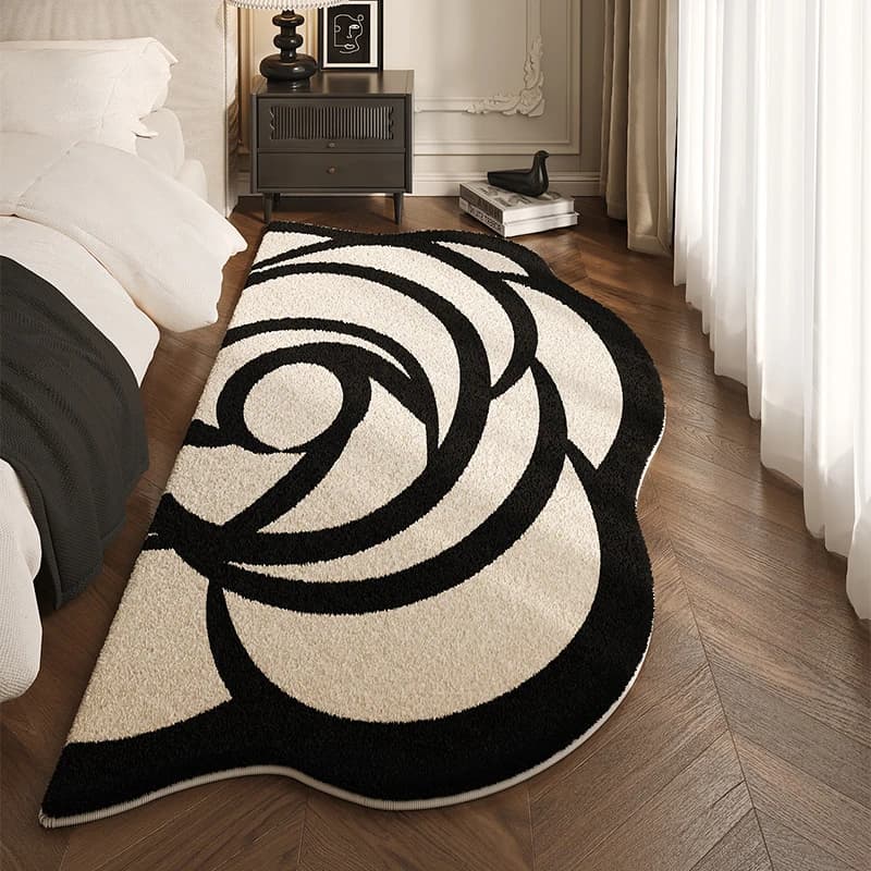 VIKAMA Tappeti da comodino francesi nuovo tappeto camera da letto leggero lusso premium senso della camera corta in peluche tappetino per camera da letto principale a prova di caduta