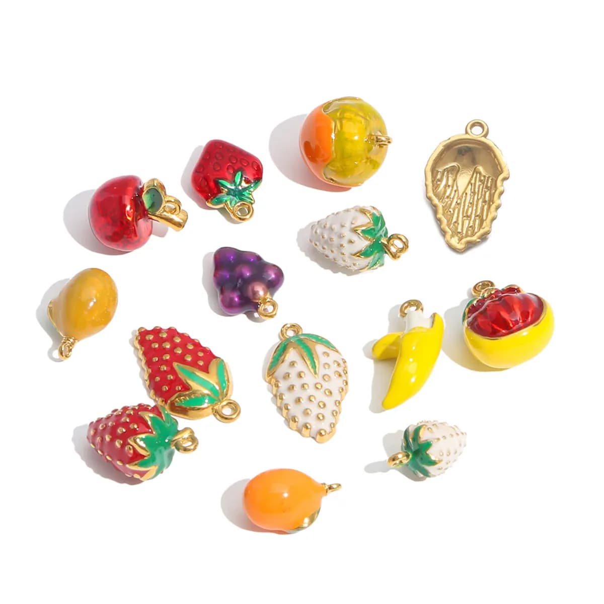 2 pezzi di fascino in acciaio inossidabile smalto frutta mela uva per collane da donna fai da te bracciale orecchini materiali per la creazione di gioielli all'ingrosso