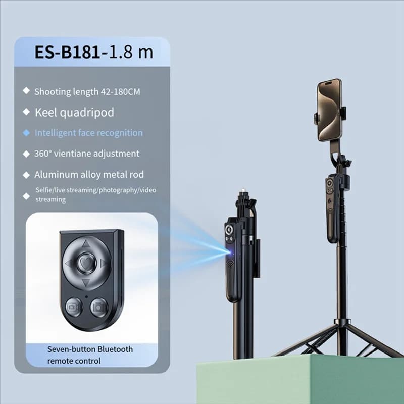 AA60-1 PCS Ai Auto Tracking Selfie Stick Tracciamento automatico Supporto per telefono live in lega di alluminio nero Bluetooth 5.0 Gimbal Stabiliz