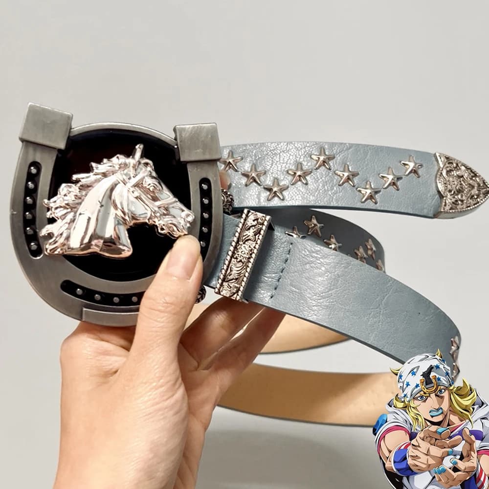 Cintura Cosplay Anime JOJO Steel Ball Run SBR Jonathan Joestar in Pelle PU, Accessorio Unisex per Costume da Festa